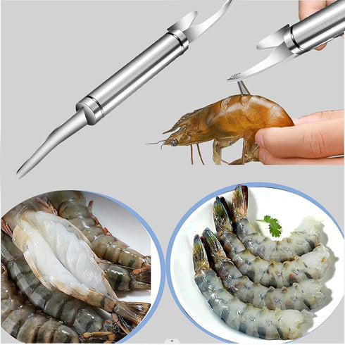 2Pcs Shrimp Deveiner Tool and Peeler, Toadfish Shrimp Cleaner, 5 in 1 Multifunctional Shrimp Peeler and Deveiner Tool, Oyster Shucking Knife, Ergo...