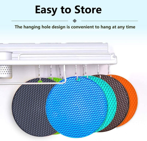 5 Pack Extra Thick Silicone Trivets Heat Resistant Pot Holder and Oven Mitts,Trivets for Hot Dishes,Nonslip Insulation Honeycomb Rubber Hot Pads f...