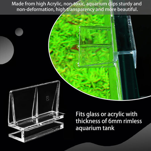16 PCS 6mm Acrylic Aquarium Cover Clip, Clear Fish Tank Glass Cover Clip Support Holder Universal Lid Clips for Rimless Aquariums...