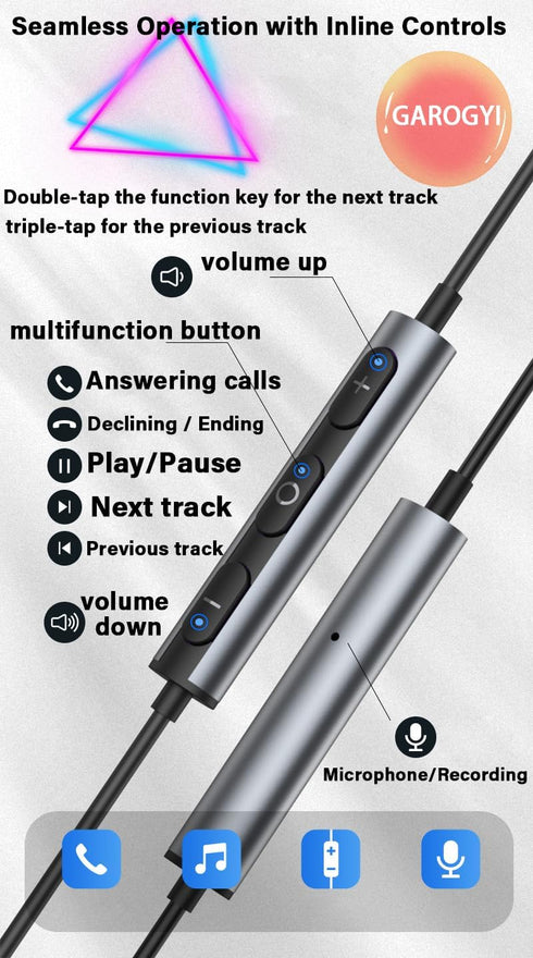 USB Type C Earphones Wired Earbuds Magnetic Bass Noise Canceling in-Ear Headsets with Microphone for iPhone 15 Pro Max iPad Pro Galaxy S23 Ultra S...