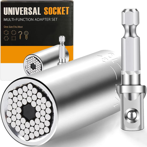 Jishi Universal Socket Tools Set w/Power Drill Adapter(7-19 MM), Fathers Day Dad Gifts from Daughter Son Wife, Birthday Gifts for Men Grandpa Husb...