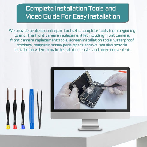 for iPhone XR Front Camera Replacement Repair Kit 7MP 6.1", iPhoneXR OEM Facing Lens Module Part Structured Light Receiver Transmitter Flex Cable ...