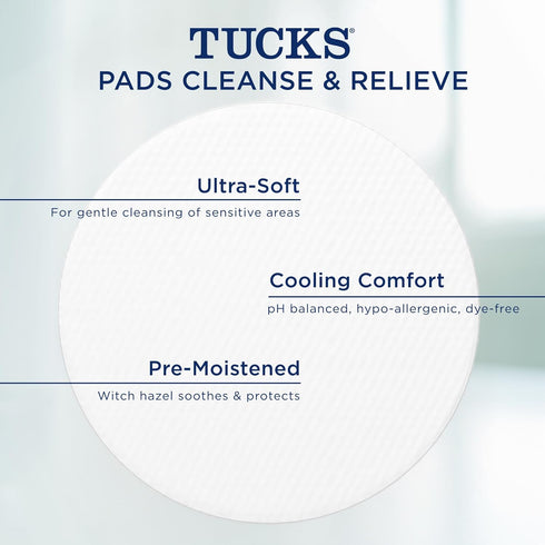 TUCKS Medicated Cooling Pads, 200 Count - Witch Hazel Pads for Sensitive Areas, Cleanse and Protect from Irritation...