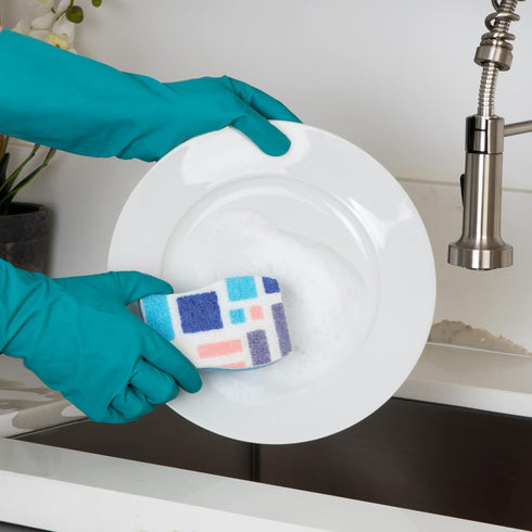Smart Design Non-Scratch Cellulose Smart Scrub Sponge - Set of 9 - Ultra Absorbent - Ergonomic Shape - Cleaning, Dishes, & Hard Stains - Cool Geom...