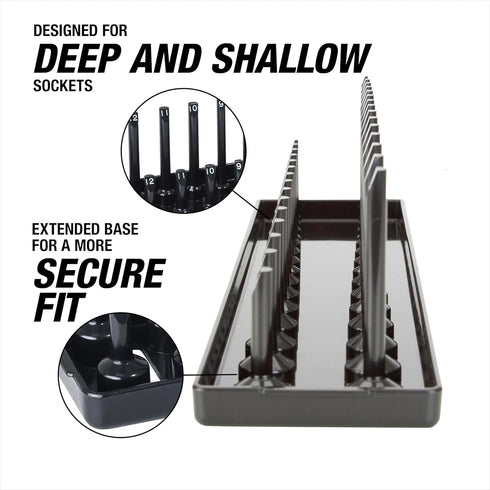 OEMTOOLS 22209 Metric 3/8 Inch Drive Socket Tray Organizer, Black...