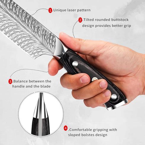 Chef Knife 8-Inch Kitchen Knife - Professional Sharp High Carbon Stainless Steel Japanese Knife, Cooking Knives with Ergonomic Handle for Man and ...