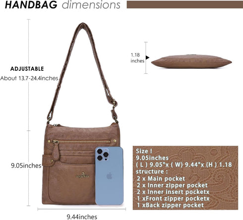 Angel Kiss Crossbody Purse for Women Multi Pockets Bags Retro Vegan Designer Leather Women's Shoulder Handbags...