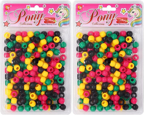 Beads Jewelry Making Kit DIY Hair Braiding Bracelet Ornaments Crafts Large Round Pony +2 Beaders Included (Black/Pink/Yellow/Green - 410 Pcs)...