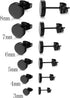 FIBO STEEL Stainless Steel Black Stud Earrings for Men Women, 3mm-8mm Available...