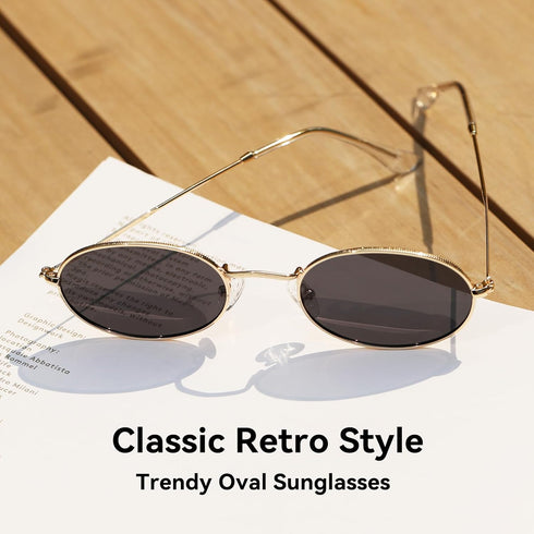Dollger Oval Sunglasses for Women Vintage Metal Frame Glasses Anti Reflective Retro Eyeglasses Unisex...
