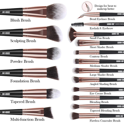 Makeup Brushes, 18 Pcs Professional Premium Synthetic Makeup Brush Set with Case, Foundation Kabuki Eye Travel Make up Brushes sets (Black Gold)...