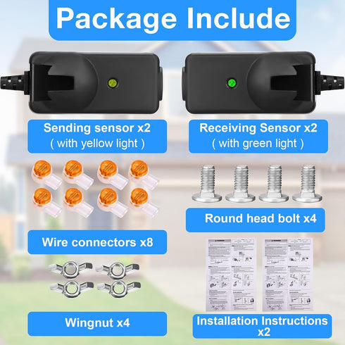 2 Pack Garage Safety Sensor Kit Garage Door Sensors 41A5034 Garage Door Openers Parts Garage Door Sensors Replacement Compatible with Liftmaster/C...