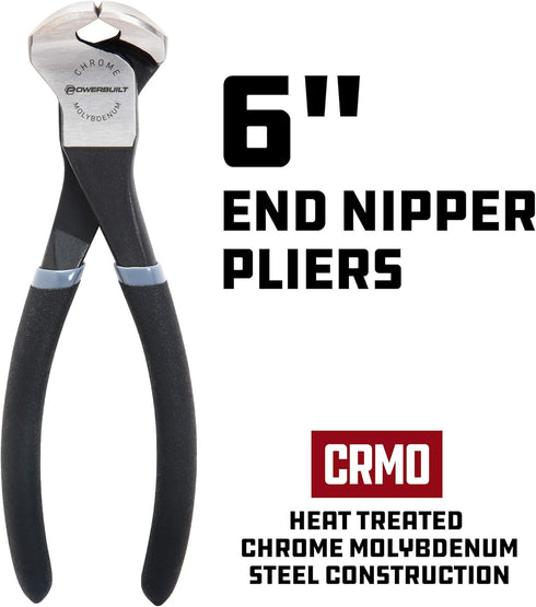 Powerbuilt - 6" End Nippers Pliers (Crmo), Hand Tools, Pliers (Pro Tech), Pliers - End Nippers (645030)...