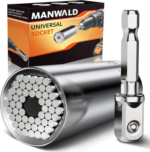 Universal Socket Tool, Super Socket Unscrew Any Bolt, Adjustable Socket Drill with Adapter, Stocking Stuffers for Him, Men, Kids, Boyfriends, 2 PC...