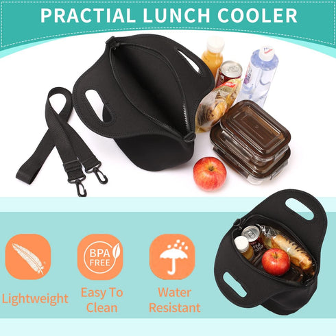 VASCHY Neoprene Insulated Lunch Bag Tote for Men or Women 12.9x13.4x6.3 inch with Detachable Adjustable Shoulder Strap...