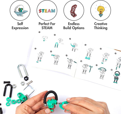 BabaBit Build Your Own Robot Toy Construction Set, Educational STEM Activities Learning Kit, Creative Build and Play Model Kit Steam Toys for 6 7 ...