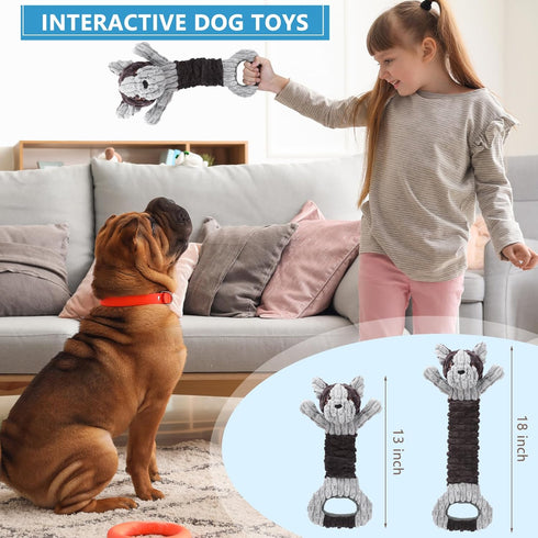 Plush Dog Squeak Toys with Crinkle Paper - Pull Interactive Tug of War Dog Toy, Great for Dental Health, Strengthening Bonds and Anxiety Relief fo...