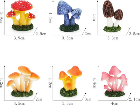 ONEST 6 Pieces Mini Mushroom Figurines Fairy Garden Mushrooms Ornaments for Outdoor Home Decorations...