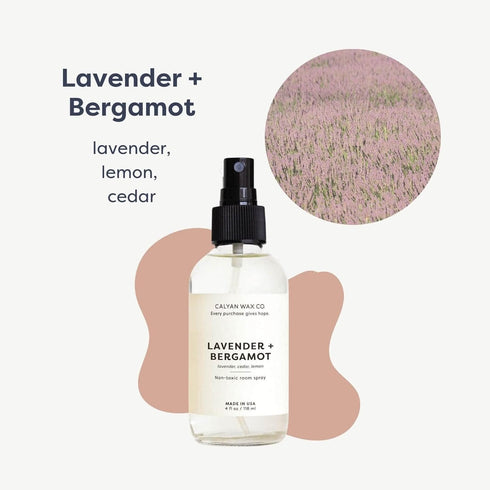 Calyan Wax Co. Lavender & Bergamot Natural Room Spray Infused with Essential Oils, Air Freshener Spray & Aromatic Mist in Non-Aerosal Spray Bottle...