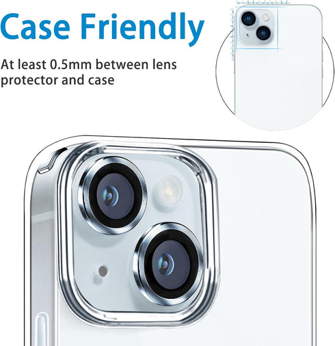 for iPhone 15 and iPhone 15 Plus Camera Lens Protector, Anti-Scratch Lens Cover 9H Tempered Glass Metal Camera Screen Protector Shockproof Camera ...