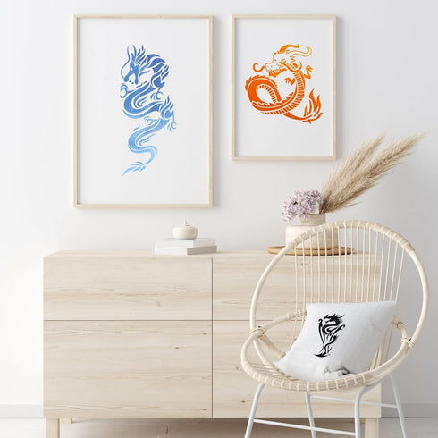 8 Pcs Dragon Stencils Airbrush Stencils Tattoo Stencil Paint Stencils Reusable Plastic Dragon Stencil for Painting on Wood Furniture Wall DIY Craf...