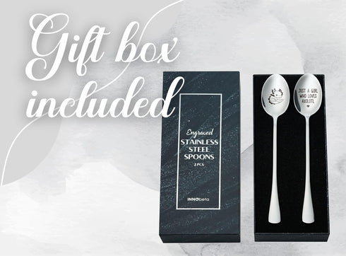 INNObeta Axolotl Gifts for Girls, 2 Pcs Engraved Ice Cream Spoons, Stainless Steel Coffee Spoon, Just a Girl Who Loves Axolotl...