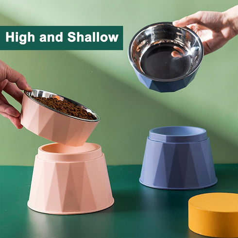 Elevated Cat Bowls, Raised Cat Bowls for Food and Water, Cat Food Bowls Beneficial for Digestion, Resonable Height for Cat, Whisker-Relief, Easy t...