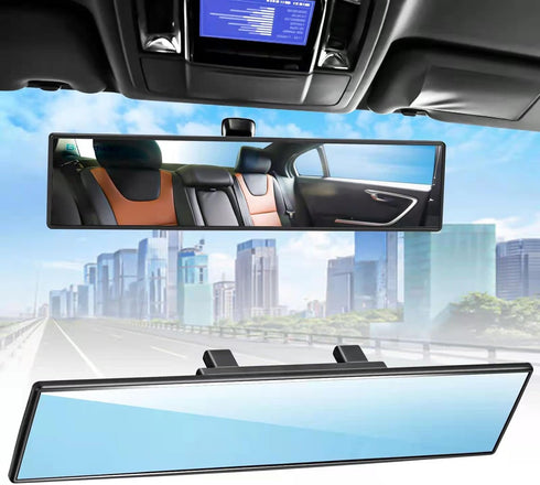 Broadway Car Rear View Mirror HD Anti Glare Universal 12 Inch large Field of View Panoramic Rearview Mirror with Wide Angle Blue Tint for Car SUV ...