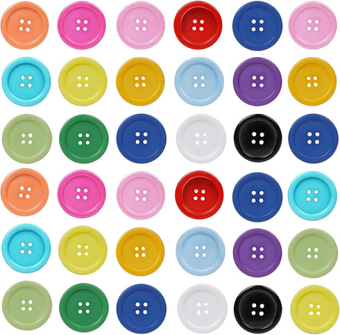 Chenkou Craft Mix Color Plastic Resin Circle Big Button 4 Holes DIY Craft Sewing 30mm 40pcs(Mix, 1 1/4"(30mm))...