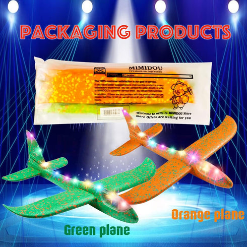 2 pcs Flashing Luminous Glider Plane 2 Flight Mode Aerobatic Superb Charming Shining Foam Airplane can Fly at Night for Kids as The Best Gift. (Le...