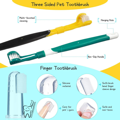 7 Pieces Dog Teeth Cleaning Kit Includes Dental Tooth Scaler and Scraper Stainless Steel Tarter Remover Scraper 3 Head Dog Toothbrush and Silicone...