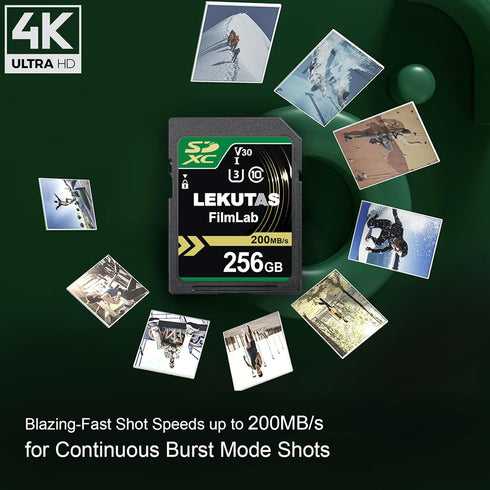 256GB SDXC UHS-I Memory Card - Up to 200MB/s Read Speed, C10, U3, V30, 4K UHD, Full-HD & 4K Video SD Card for Canon Nikon Sony Panasonic DSLR, Mir...