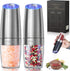 Electric Salt and Pepper Grinder Set, Upgraded 4 Batteries, Automatic Pepper Grinder with LED Light, Adjustable Coarseness One Hand Operation, Sta...
