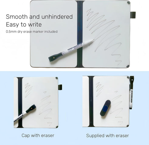 White Board Notebook, A5 Sliding Portable Dry Erase Board, Erasable Double Sided Office Mini Whiteboard with Marker Pen Suitable for Study Meeting...