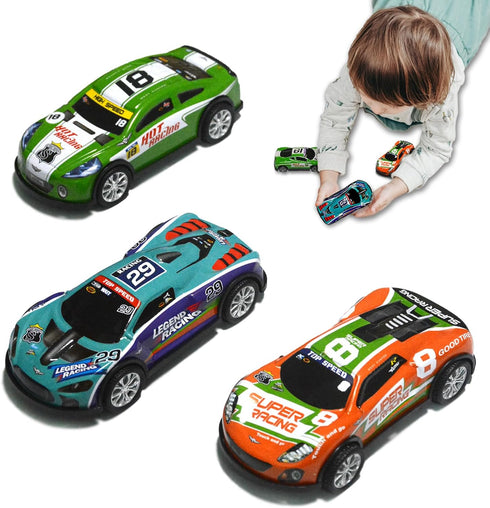 5 inch Pull Back Cars 3 Pcs Race Cars Toys Vehicles Set, Friction Powered Cars Toys for Toddlers 3 4 5 6 7 Years Old Kids for Boys Girls...