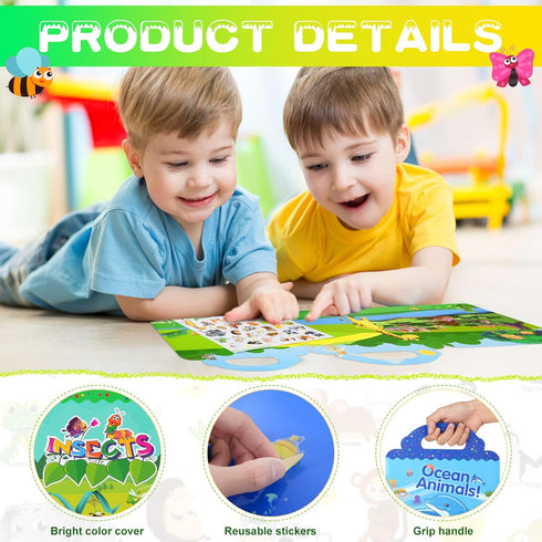 Sticker Book for Kids Ages 4-8, Reusable Sticker Books Educational Toys Learning Books, Seasons, Insects and My Body Stickers Book for Toddlers Ki...