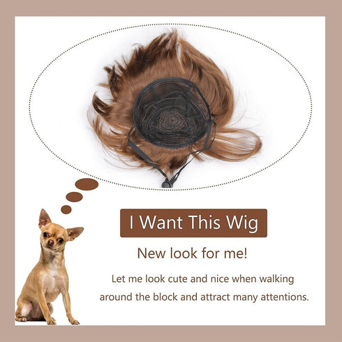 Dog Costume Cat Apparel Dog Toys Curly Braids Headgear Wigs Styling Cute Funny Pet Hair Accessories (flax)...