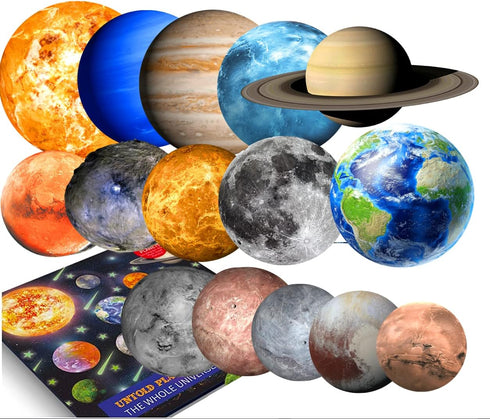 UNTOLD PLANETS 195+PCS Glow in The Dark Planets for Ceiling Decorations, Star Stickers Sun, Moon Pluto Wall Stickers for Kids, Boys Room Decor, Wa...