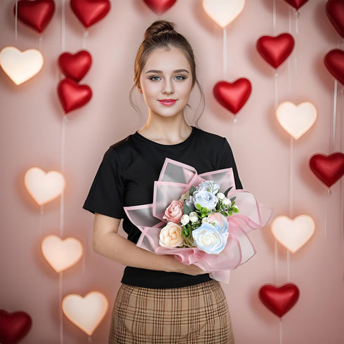 lyy-biuty 20 Sheets Flower Wrapping Paper Bouquet Floral Wrapping Paper Pink Border Flower Wrapping Paper Floral Paper for Bouquet Flower Gift Pac...