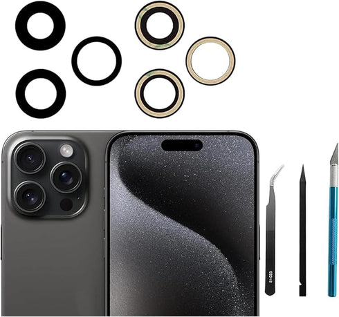 3pcs/Set Camera Lens Replacement for iPhone 15 Pro Max 6.7 inch Camera Lens Rear Glass Replacement with Pre-Installed Adhesive + Repair Tool Kit, ...