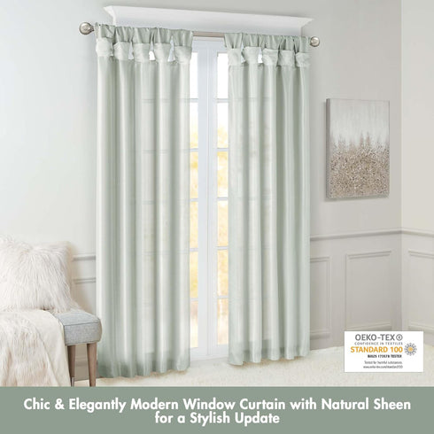 Madison Park Emilia Faux Silk Single Curtain with Privacy Lining, DIY Twist Tab Top, Room Darkening Window Drape for Living Room, Bedroom and Dorm...