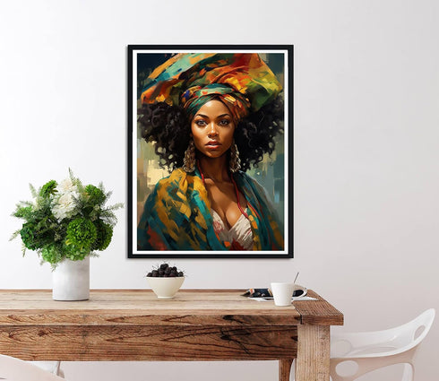 Diymood DIY 5D Diamond Art Painting African Woman Kit for Adults - Diamond Art African American | Full Drill Round Crafts | Crystal Embroidery Mos...