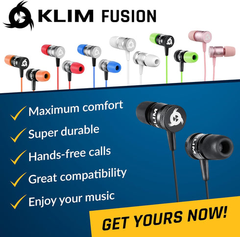KLIM Fusion Earbuds with Microphone + Long-Lasting Wired Ear Buds + 5 Years Warranty - Innovative: in-Ear with Memory Foam + Earphones with Mic an...