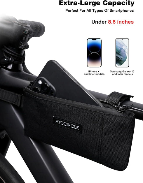 Top Tube Bike Bag, Water-Resistant Front Frame Bag for Bicycles, Bike Accessories Pouch Bag Suitable for all kinds of iPhones, Galaxy...