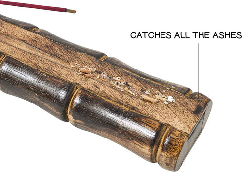 Bamboo Incense Holder Handmade Stick Incense Burner Craft Storage Box Wood Ash Catcher Sticks Incense Holder Brown Meditation Incense Holders Burn...