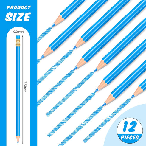 12 Pieces Erasable Pencils Pencils Sharpened Pencils HB Pencils with Eraser Wood Correcting Pencils Checking Pencils (Blue)...