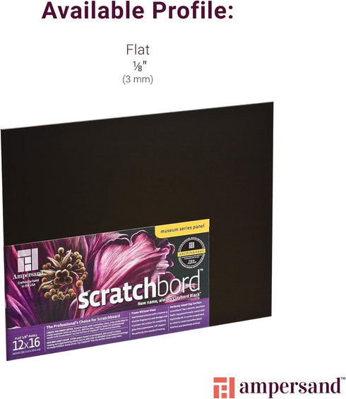 Ampersand Art Supply Scratchbord Art Panel: Museum Series Scratchboard, 1/8 Inch Flat Profile, 5" x 5" - Pack of 3...