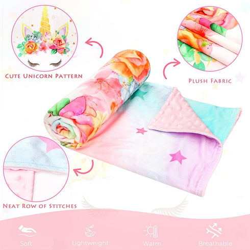 Baby Blankets Unicorn for Girls, Super Soft Floral Minky Toddler Newborn Blanket Double Layer with Dotted Backing Crib Receiving Blanket for Nurse...