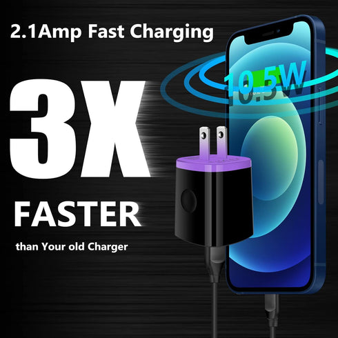 iPhone USB Wall Charger Adapter, Charger Brick, AndHot 5Pack 2.1A Dual Port Fast Charging Block Box Base Wall Charger Plug for iPhone 15 14 13 12 ...