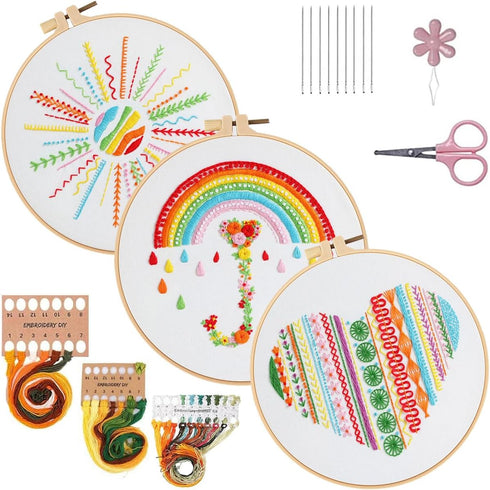 Konrisa Easy Embroidery Kit for Beginners Stamped Embroidery Starter Kit DIY Sewing Needlepoint Cross Stitch for Kids & Adults, Stitch Practice Ki...